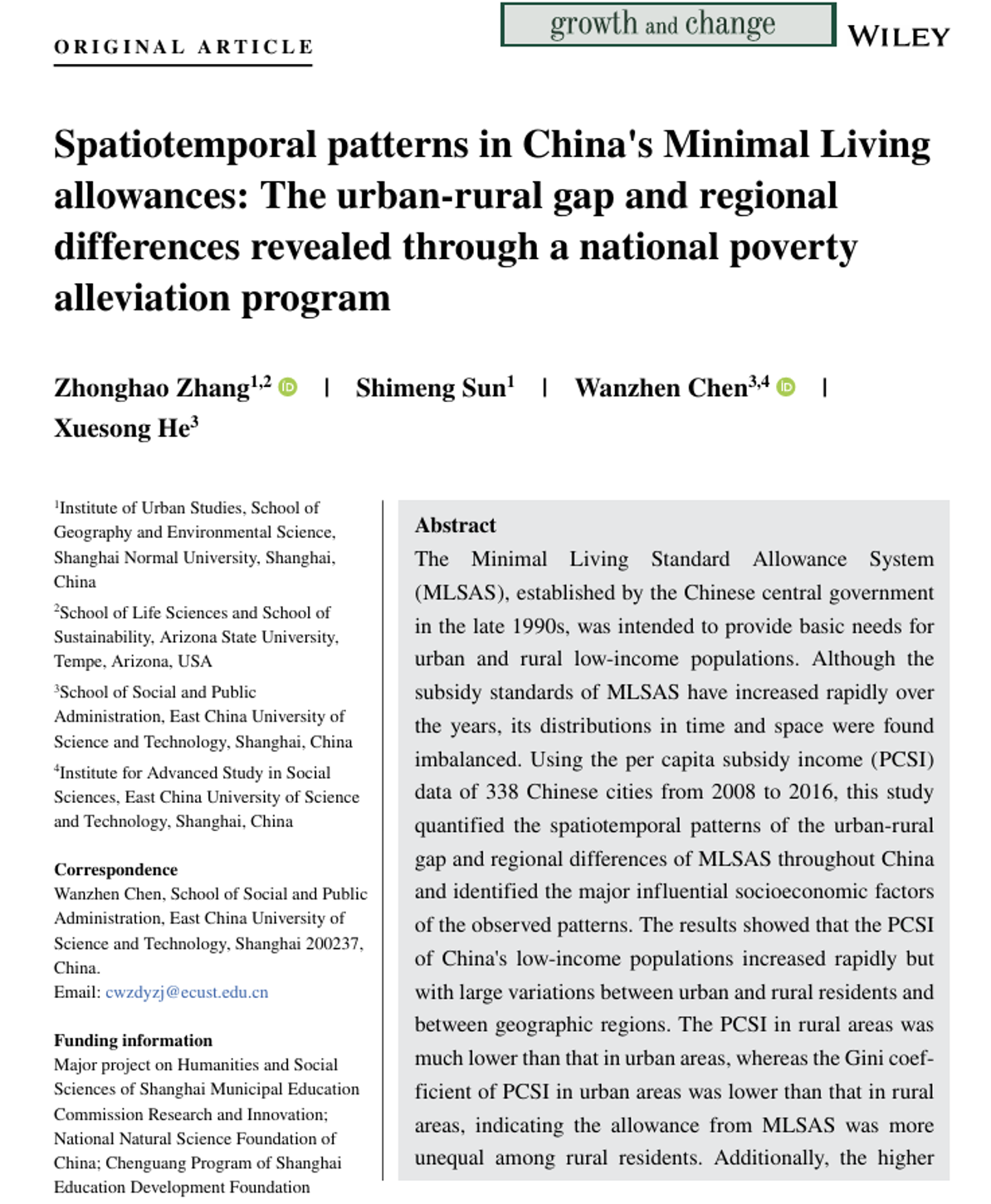 Spatiotemporal patterns in China's Minimal Living allowances: The urban-rural gap and regional differences revealed through a national poverty alleviation program